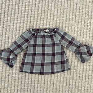 Crewcuts girls popover top in gray plaid size 6